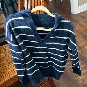 Navy and White Striped Sweater
